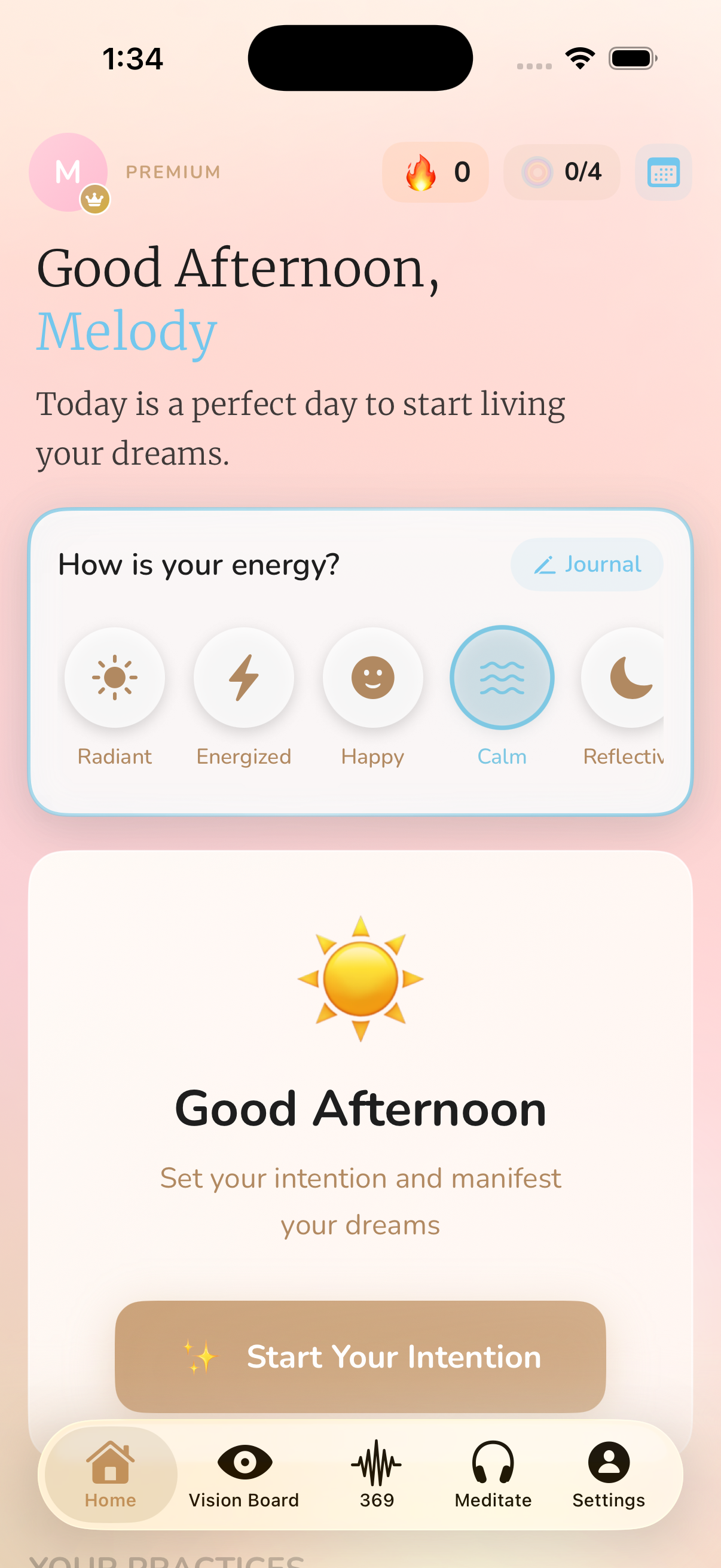 Myla App Home Screen